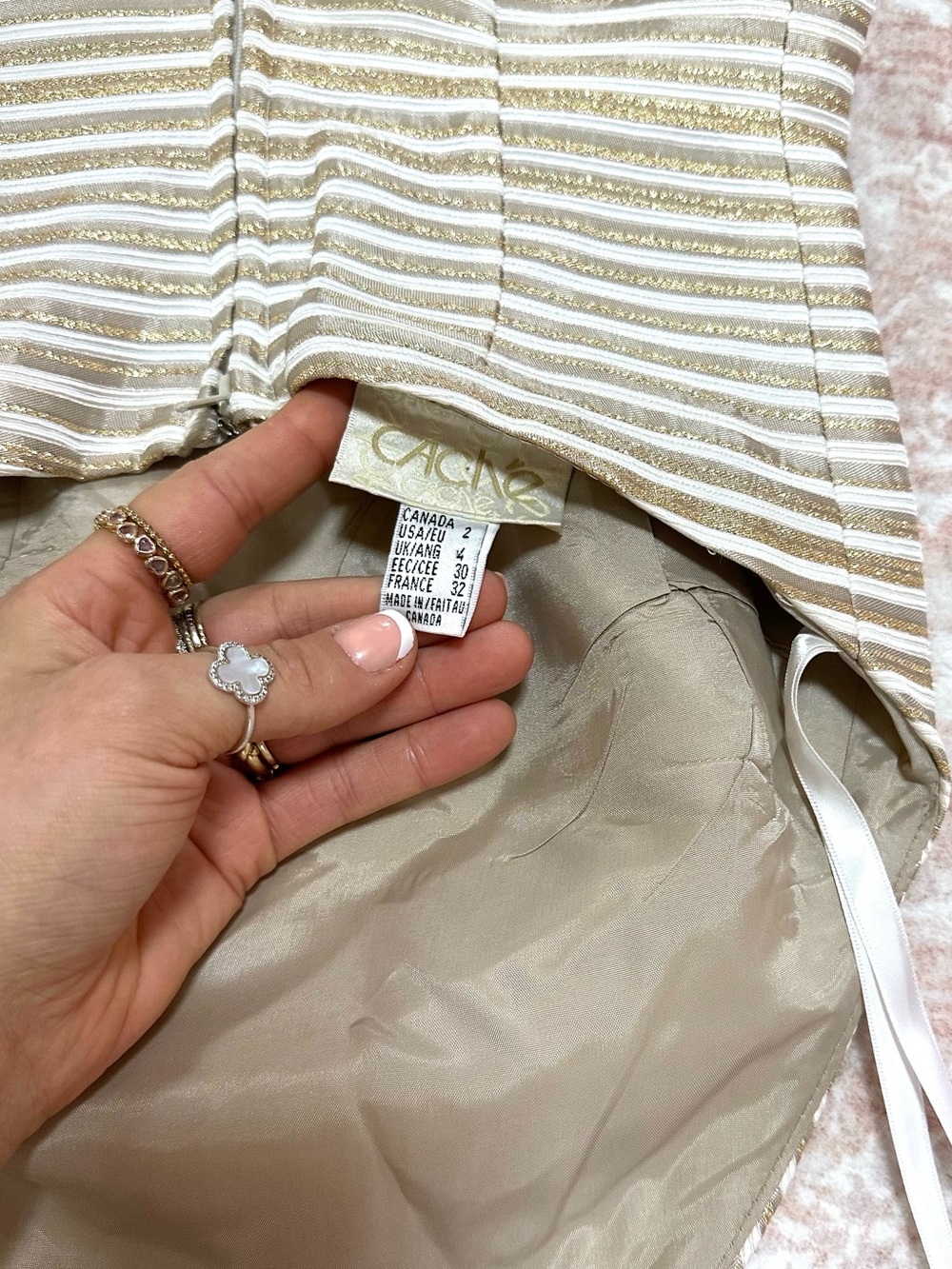 Vintage ✨ Caché Metallic Striped Halter Top - Y2K - Picture 5 of 10